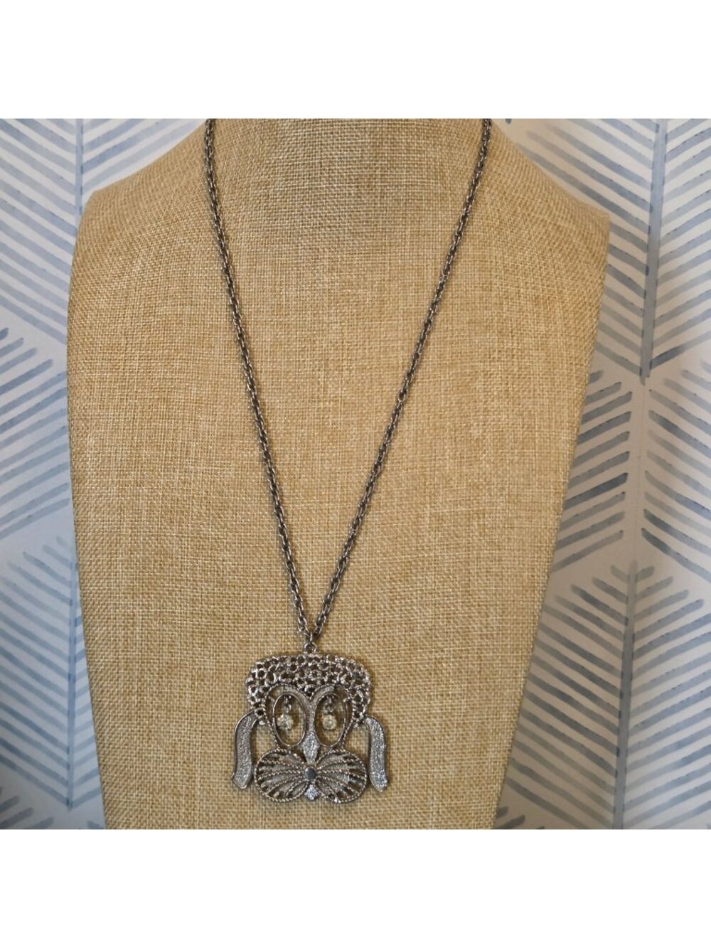 Raphaelian Vintage 70's Silver Tone Articulating Dog Necklace 30โ